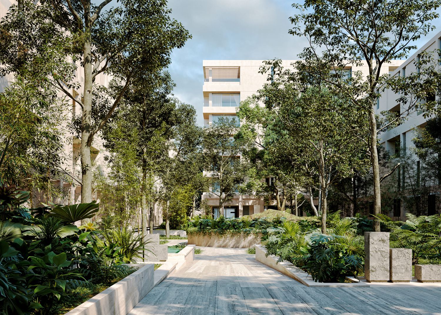 Distrito Country, Plaza central con monumento